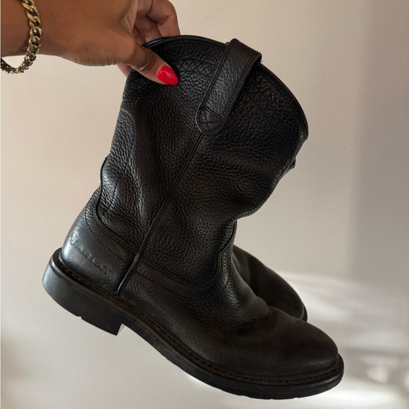 Ariat Sierra Black Leather Work Boots - Picture 1 of 10